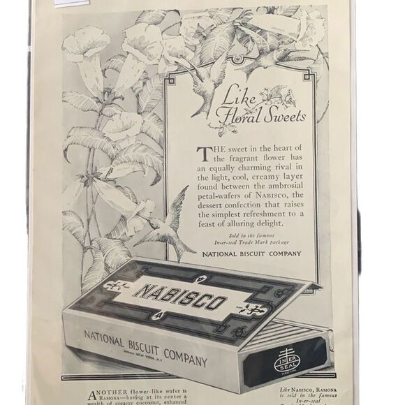 Vintage 1920 Nabisco National Biscuit Company Like Floral Sweets Ad Advertisemen - Picture 4 of 4